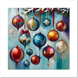 Painterly Christmas Tree Ornaments Posters and Art